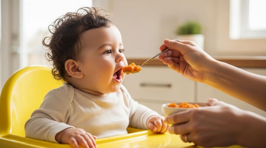 Bebé comiendo sólidos