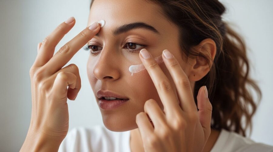 Persona aplicando retinol